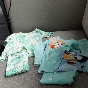 Kids Pajamas Set with Frog and Cartoon Print - Green